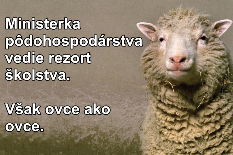 Ministerka pôdohospodárstva vedie rezort školstva. Však ovce ako ovce.